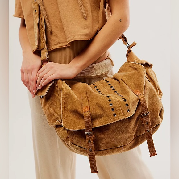 NEW Free People Zevon Distressed Messenger Bag - Picture 1 of 16